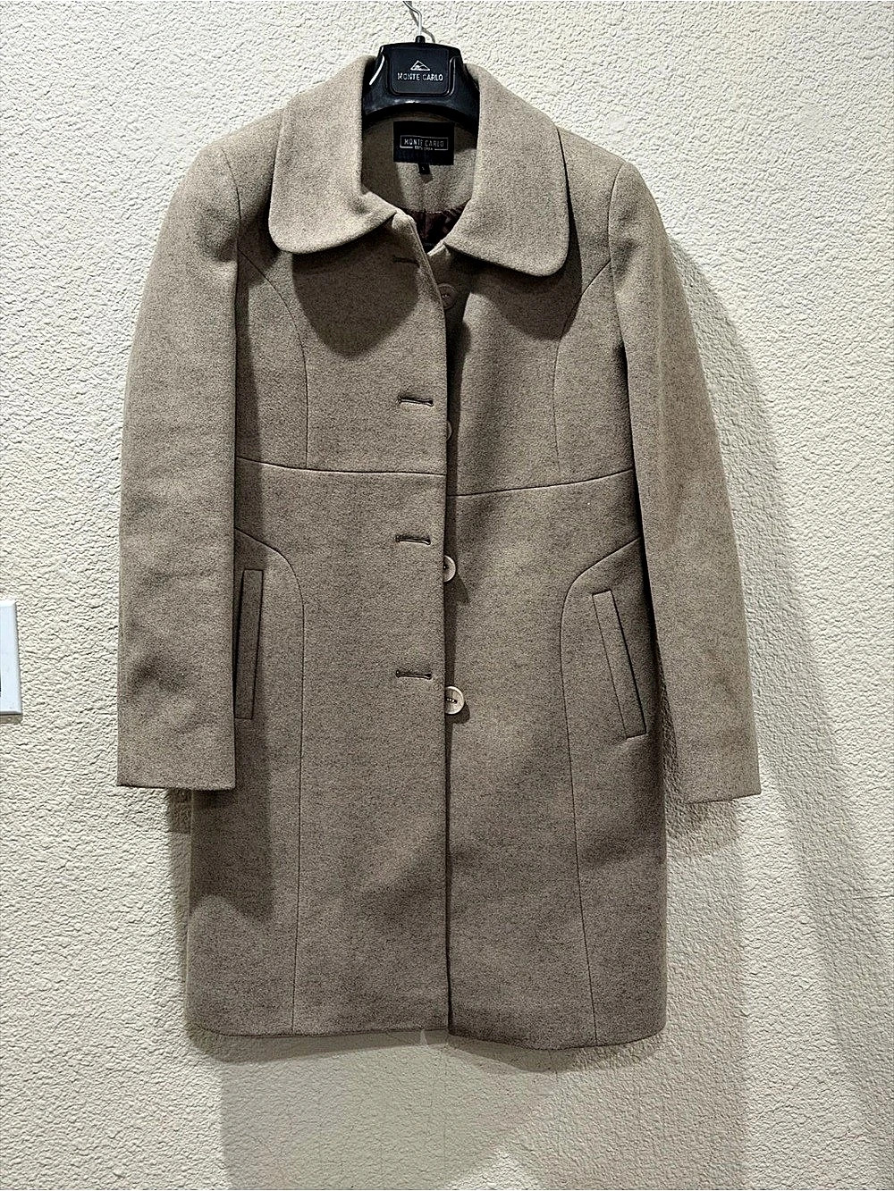 Monte Carlo Women's Wool-Style Pea Coat in Brown Size Large